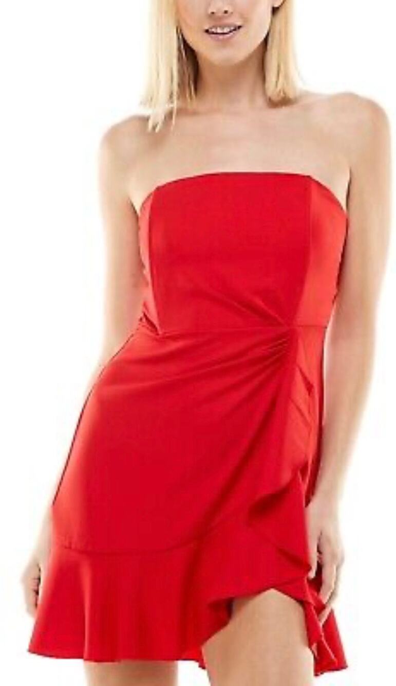 Speechless Red Strapless Ruffle Hem Dress Size 5 NWOT